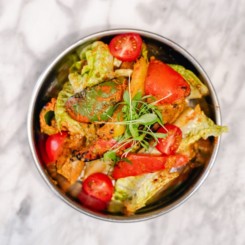 Mixed salad with charred vegetables
